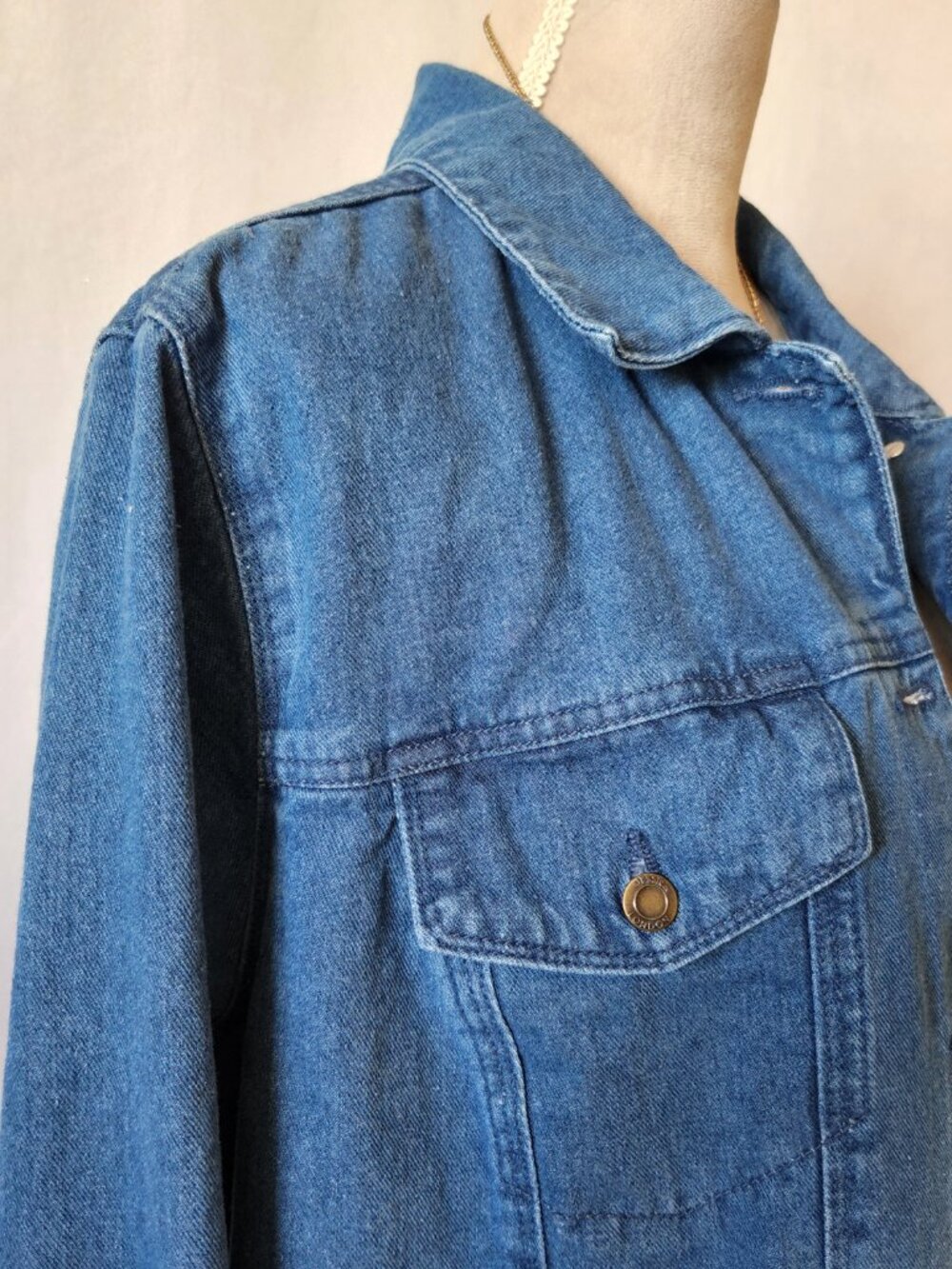 Jessica London Women's Plus 20W Long Sleeve Button Down Long Blue Denim Jacket - Picture 7 of 15